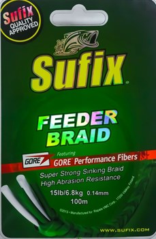 Леска Плетёная Sufix Feeder Braid Gore зеленая 100м 0.08мм 3,6кг - фото 13318