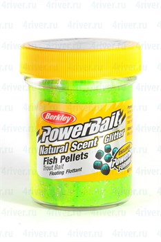 Форелевая Паста Berkley PowerBait Dough Natural Scent Fish Pellet Fluo Green Yellow 50гр - фото 20117