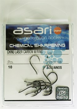 Крючки Asari Chinu Carbon Nickel №10 10шт/уп - фото 21141