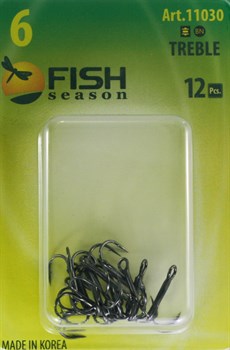 Крючки Тройные Fish Season с Круглым Поддевом №6 12шт/уп - фото 21728