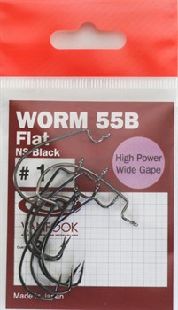Крючки Офсетные Vanfook Worm 55B Flat №1 8шт/уп NS Black - фото 21990