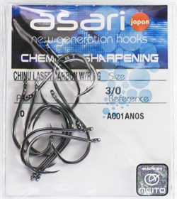 Крючки Asari Chinu Carbon Nickel №3/0 10шт/уп - фото 23026