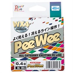 Леска Плетёная Power Eye Pee Wee WX4 Marked 150м #0.6 8lb MultiColor - фото 24384