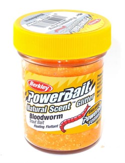 Форелевая Паста Berkley Natural Scent TroutBait Bloodworm Fluorescent Orange 50гр - фото 25423
