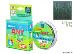 Леска Плетёная Ant Green х4 150м 0.16мм 12,0кг - фото 40112