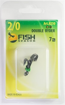 Крючки Двойные Fish Season Double Ryder Живцовые Двухуровневые 3/0 6шт/уп - фото 40435