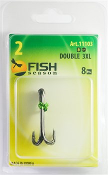 Крючки Двойные Fish Season Double 3XL с длинным цевьём 2/0 5шт/уп - фото 40451