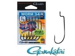 Крючки Офсетные Gamakatsu Worm-34R #1/0 NS Black 6шт/уп - фото 50424