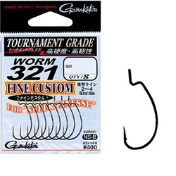 Крючки Офсетные Gamakatsu Worm-321 Fine Custom #4 NS Black 8шт/уп - фото 50435