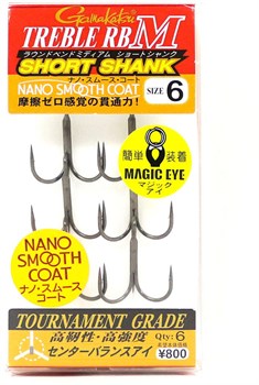 Крючки Тройные Gamakatsu Rb M Short Shank Treble #8 NSC 6шт/уп - фото 65244