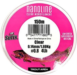 Леска Sufix Nanoline Trout 150м прозрачная 0,14мм 1.8кг - фото 66361