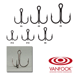 Крючки Тройные Vanfook DT-55B Extra Sharp Treble Hook Short Heavy Wire #1/0 6шт/уп - фото 70435