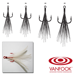 Крючки Тройные Vanfook DT-F33 R&W Feather Trable Hooks #08 3шт/уп - фото 70477