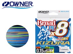 Леска Плетёная Owner Kizuna X8 Broad PE multi color 10м 150м 0,12мм 5,4кг - фото 77846