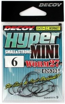 Крючки Офсетные Decoy Worm 27 Hyper Mini #6 9шт/уп - фото 82796