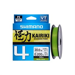 Леска плетёная Shimano Kairiki 4 PE 150м зеленая 0.20мм 13.8кг - фото 85051