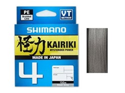 Леска плетёная Shimano Kairiki 4 PE 150м серая 0.28мм 26кг - фото 85070