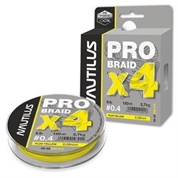 Леска Плетёная Nautilus Pro Braid X4 Fluo Yellow 0.16 8.2кг 18lb 150м - фото 86589