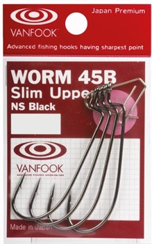 Крючки офсетные Vanfook Worm-45B Slim Upper NS Black #01 8шт/уп - фото 96219