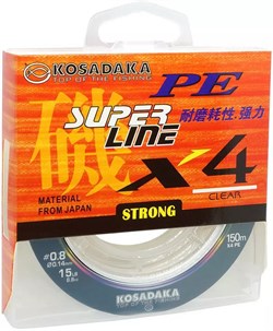 Леска плетеная Kosadaka Super Line Pe X4 150м, цв. clear, 0,10мм, 3,2кг - фото 97788