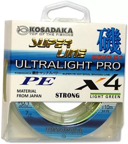 Леска плетеная Kosadaka Super Line Pe X4 Ultralight Pro 110м, цв. light green, 0,05мм, 3,2кг - фото 97809