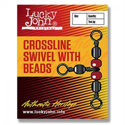 Вертлюжок трехсторонний с бусиной Lucky John Crosline Swivel LJ5027-012 10шт/уп - фото 97888