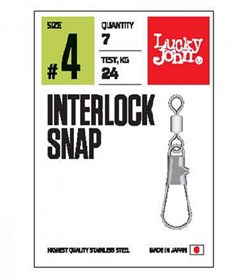 Вертлюжки-застежки Lucky John Interlock Snap 24кг 7шт/уп LJP5118-004 - фото 97988