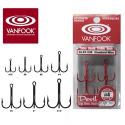 Крючки Тройные Vanfook DT-33R Devil Treble Hooks Standard Wire #06 4шт/уп - фото 98199