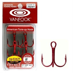 Крючки Тройные Vanfook DT-55R Extra Sharp Treble Hook Short Heavy Wire #08 5шт/уп - фото 98204