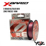Леска Плетёная YGK X-Braid Olltolos WX8 Zone Finesse 100м #0.8 16lb red/white