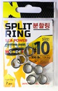 Заводные кольца Wonder SPLIT RING SEA POWER stainless steel, size #10, 104кг 7шт/уп