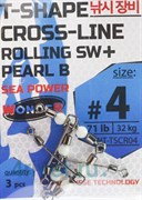 Вертлюги Wonder T-SHAPE CROSS-LINE rolling sw + pearl B sea power, size #4, 32кг 3шт/уп