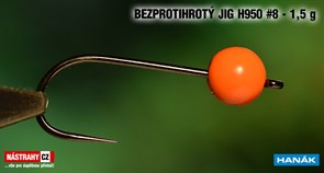Джиг-головка Вольфрамовая Hanak Крючок Безбородый H950 №8 Orange/Black 1,5гр 5шт/уп