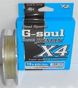 Леска Плетёная YGK G-soul Super Jig Man PE X4 200м #1 18lb multi