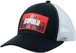 Кепка Rapala черная c сеткой RED Splash logo
