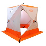 Палатка зимняя куб СЛЕДОПЫТ 1,5х1,5х1,7м, 2-местная, цв. бело-оранжевая