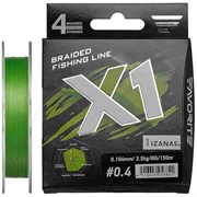 Леска Плетёная Favorite X1 PE 4x 150м (light green) #1.2/0.185мм 9.5кг/20lb