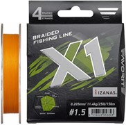 Леска Плетёная Favorite X1 PE 4x 150м (orange) #1.5/0.205мм 11.4кг/25lb