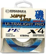 Леска плетеная Kosadaka Super Line Pe X4 Ultralight Pro 110м, цв. dark green,  0,08мм, 4,9кг