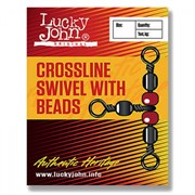 Вертлюжок трехсторонний с бусиной Lucky John Crosline Swivel LJ5027-012 10шт/уп