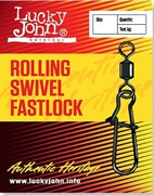 Вертлюжки-застежки Lucky John Rolling Swivel Fastlock 25кг 10шт/уп LJP5101-006